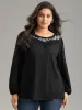 Floral Embroidered Gathered Elastic Cuffs T-shirt sold by Bloomchic