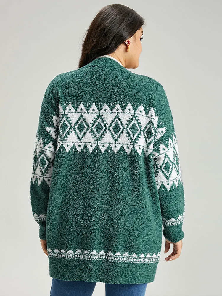 Fuzzy Geo Graphic Button Fly Cardigan sold by Bloomchic product image thumbnail 3