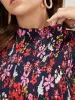 Floral Shirred Mock Neck Cut Out Pocket Ruffle Hem Dress sold by Bloomchic