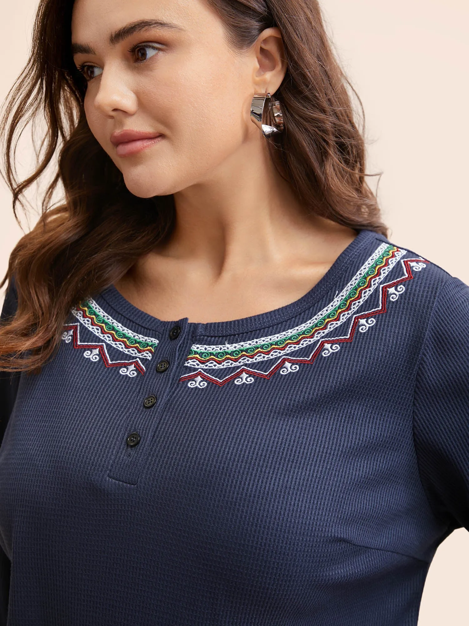 Bandana Embroidered Button Up T-shirt sold by Bloomchic product image thumbnail 3