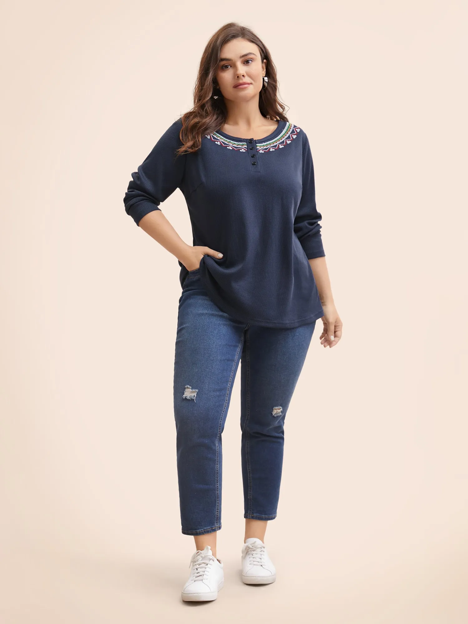 Bandana Embroidered Button Up T-shirt sold by Bloomchic product image thumbnail 2