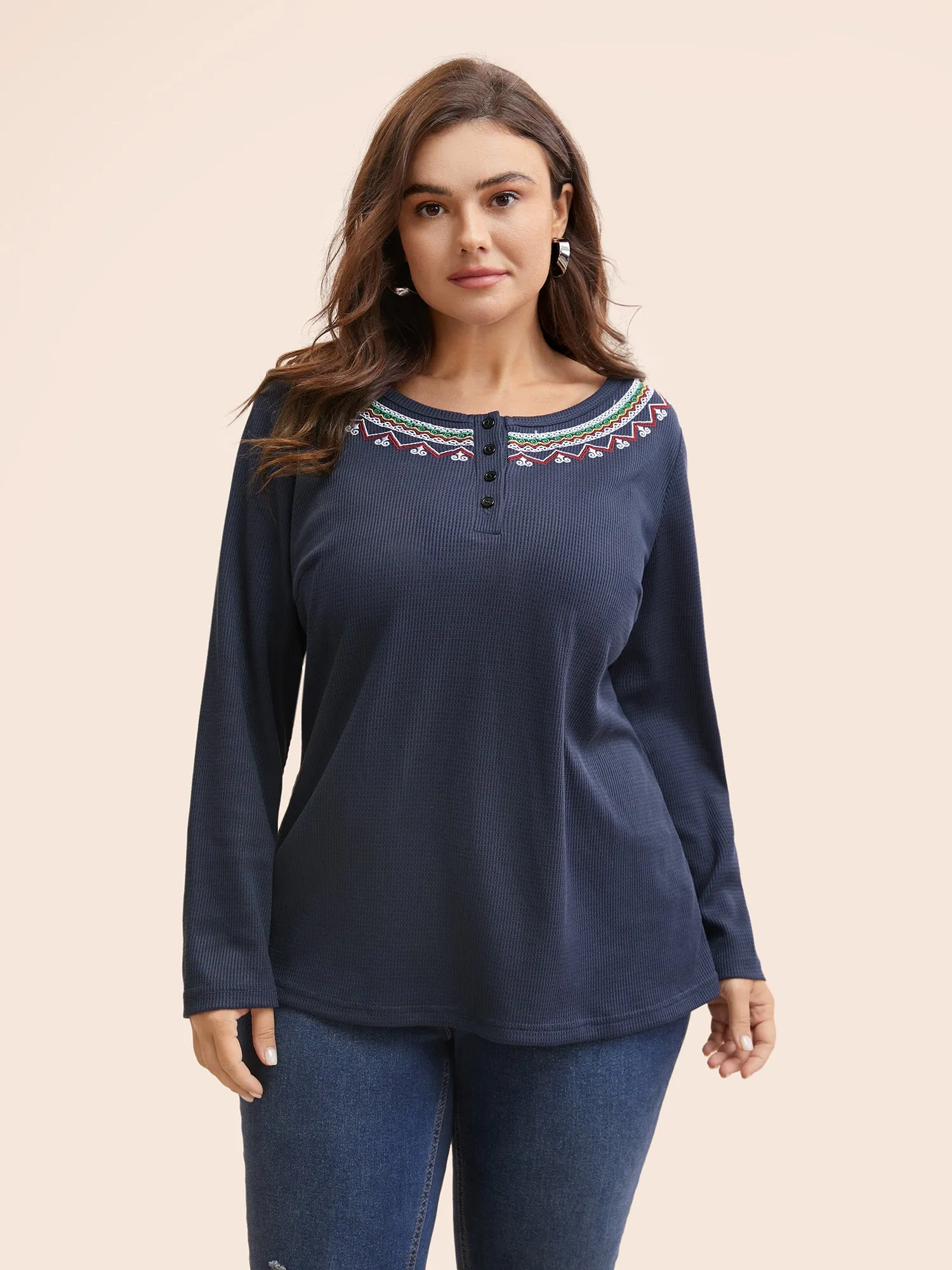 Bandana Embroidered Button Up T-shirt sold by Bloomchic product image thumbnail 4