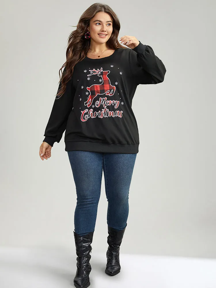 Christmas Elk Round Neck Sweatshirt sold by Bloomchic product image thumbnail 4