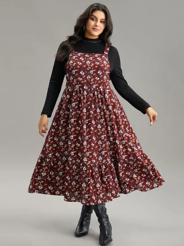 Floral Print Adjustable Straps Elastic Waist Cami Dress sold by Bloomchic