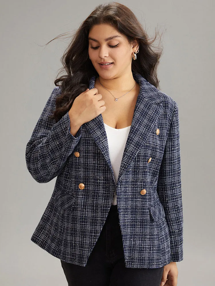 Tweed Plaid Suit Collar Metal Detail Blazer sold by Bloomchic