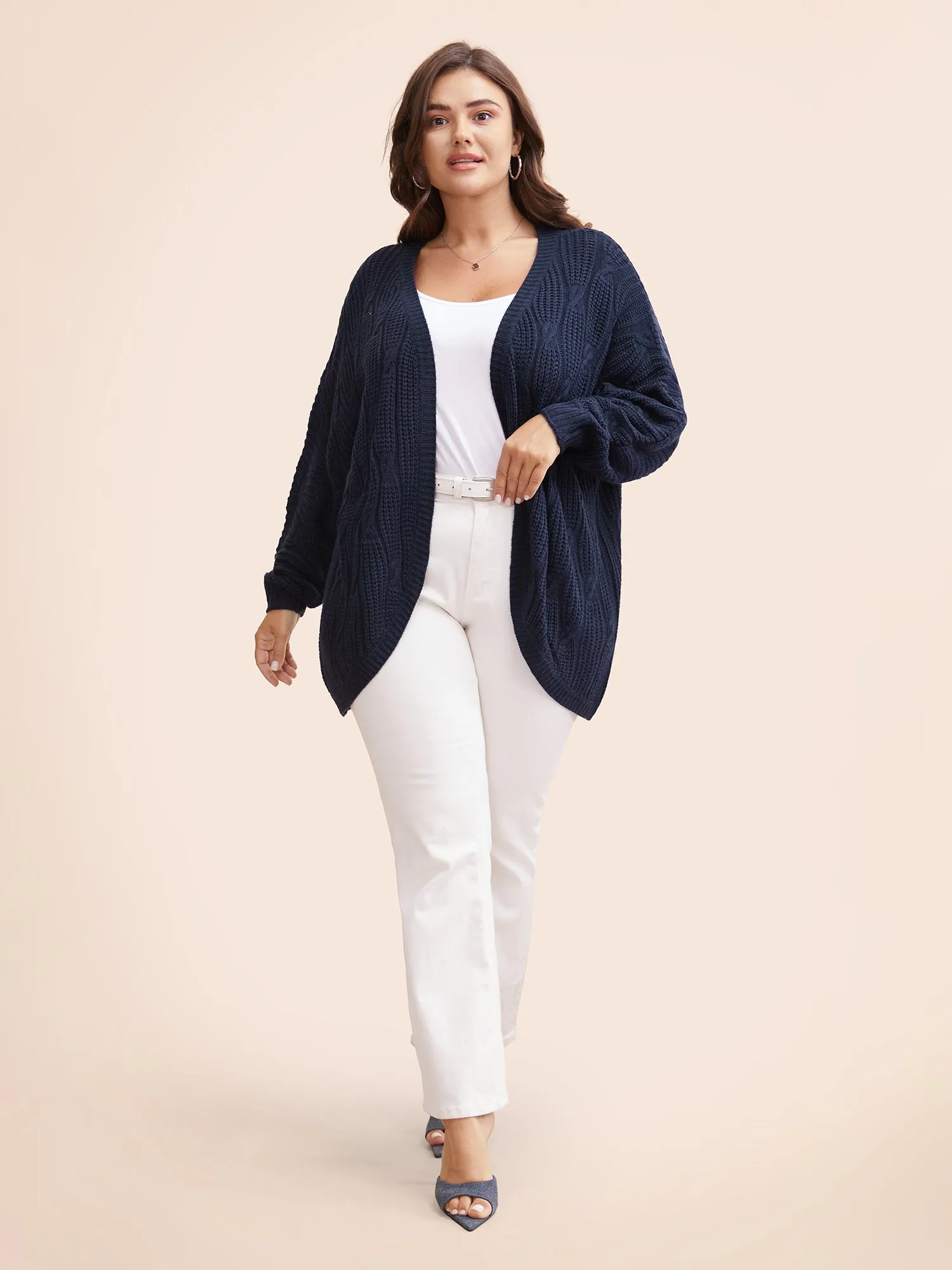 Solid Curved Hem Dolman Sleeve Cardigan sold by Bloomchic product image thumbnail 3