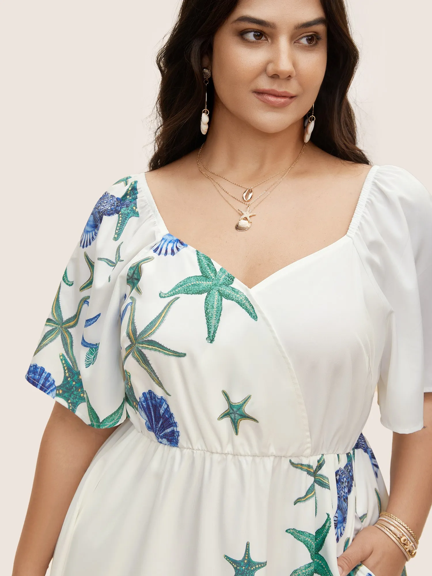 Heart Neckline Marine Elements Gathered Dress sold by Bloomchic product image thumbnail 4