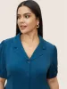 Solid Suit Collar Pleated Puff Sleeve Blouse sold by Bloomchic