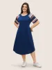 Contrast Striped Pocket Raglan Sleeve Dress sold by Bloomchic