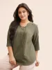 Solid Cross Straps Pleated Blouse sold by Bloomchic