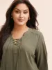 Solid Cross Straps Pleated Blouse sold by Bloomchic
