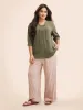 Solid Cross Straps Pleated Blouse sold by Bloomchic