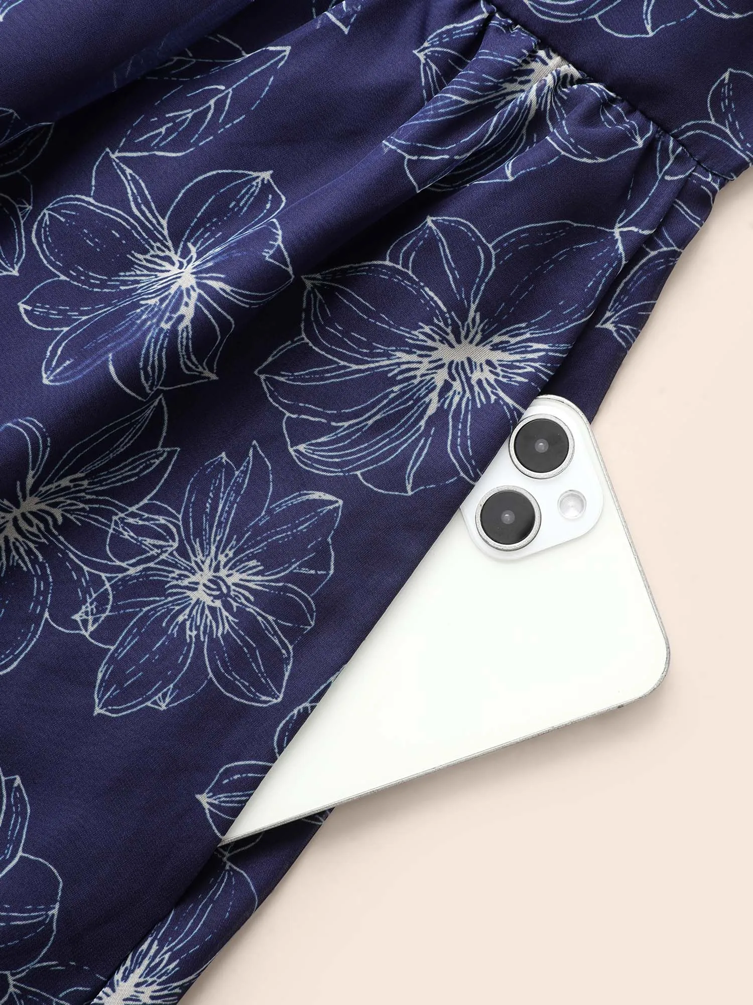 Floral Asymmetrical Neck Mesh Belted Dress sold by Bloomchic product image thumbnail 5