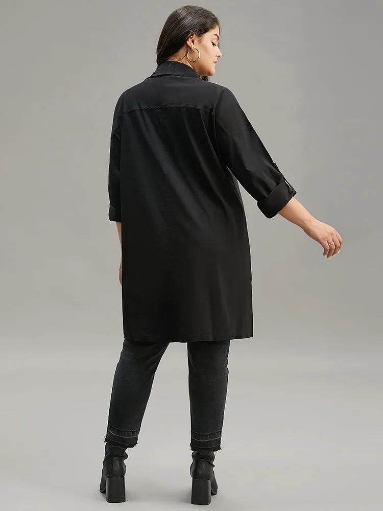 Halloween Plain Lapel Collar Button Up Tab Sleeve Coat sold by Bloomchic product image thumbnail 5