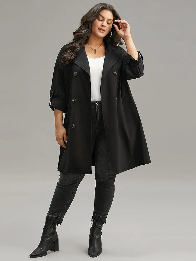 Halloween Plain Lapel Collar Button Up Tab Sleeve Coat sold by Bloomchic product image thumbnail 3