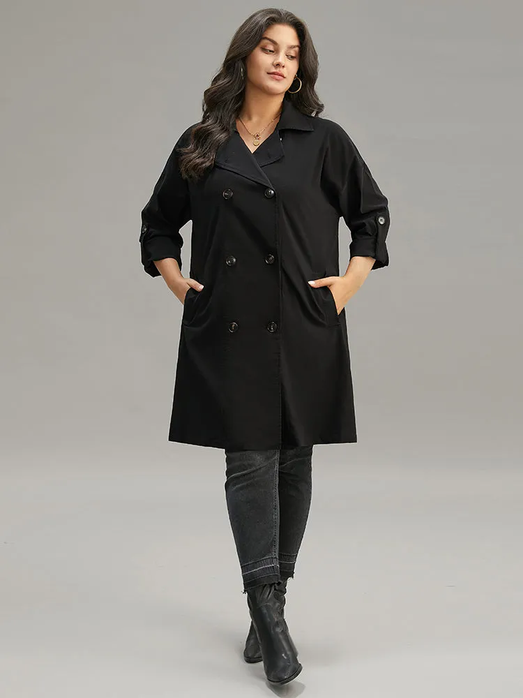 Halloween Plain Lapel Collar Button Up Tab Sleeve Coat sold by Bloomchic product image thumbnail 4