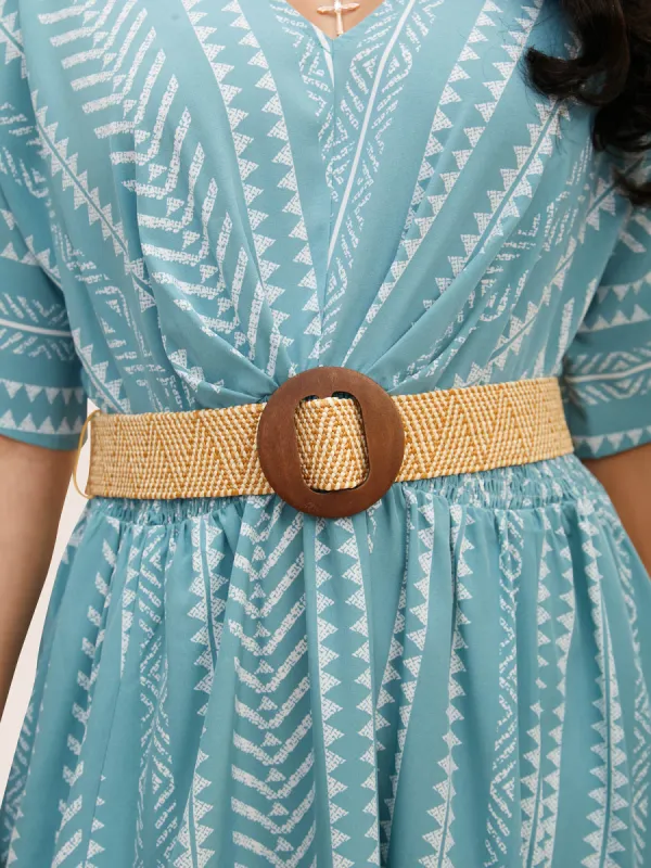 Wooden Buckle Straw Woven Belt sold by Bloomchic