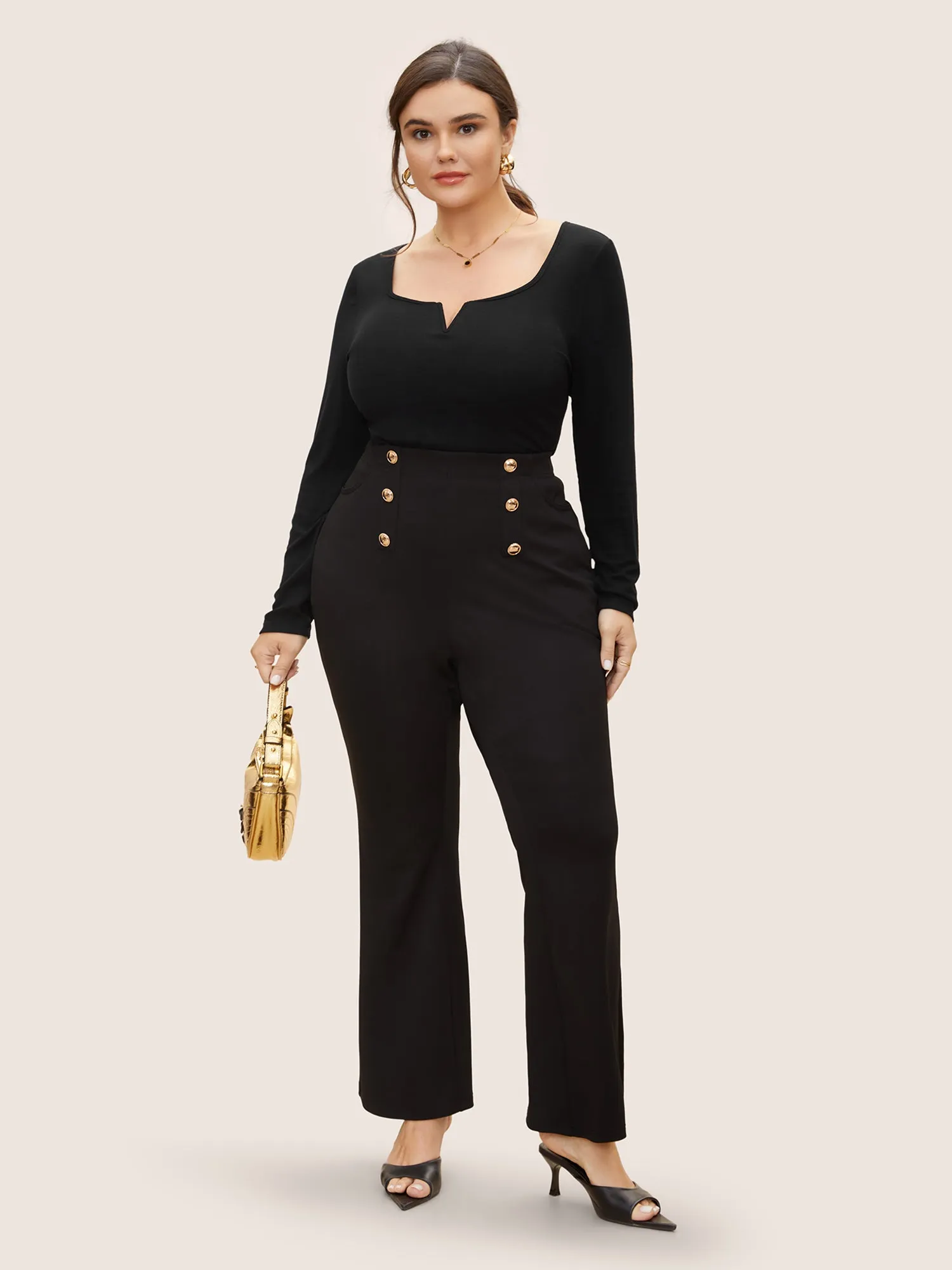 V-notch Solid Knit T-shirt sold by Bloomchic product image thumbnail 3