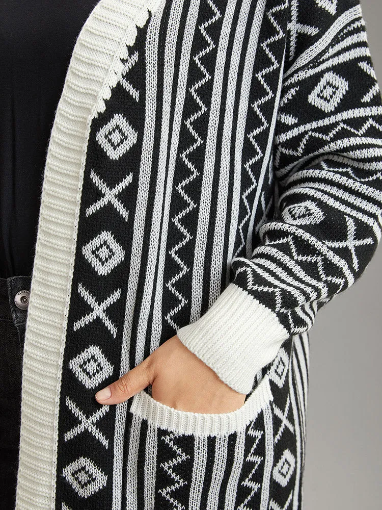 Geometric Bandana Contrast Pocket Cardigan sold by Bloomchic product image thumbnail 5