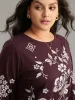 Boho & Floral Textured Embroidery Round Neck Sweatshirt sold by Bloomchic