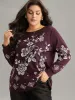 Boho & Floral Textured Embroidery Round Neck Sweatshirt sold by Bloomchic