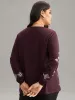 Boho & Floral Textured Embroidery Round Neck Sweatshirt sold by Bloomchic
