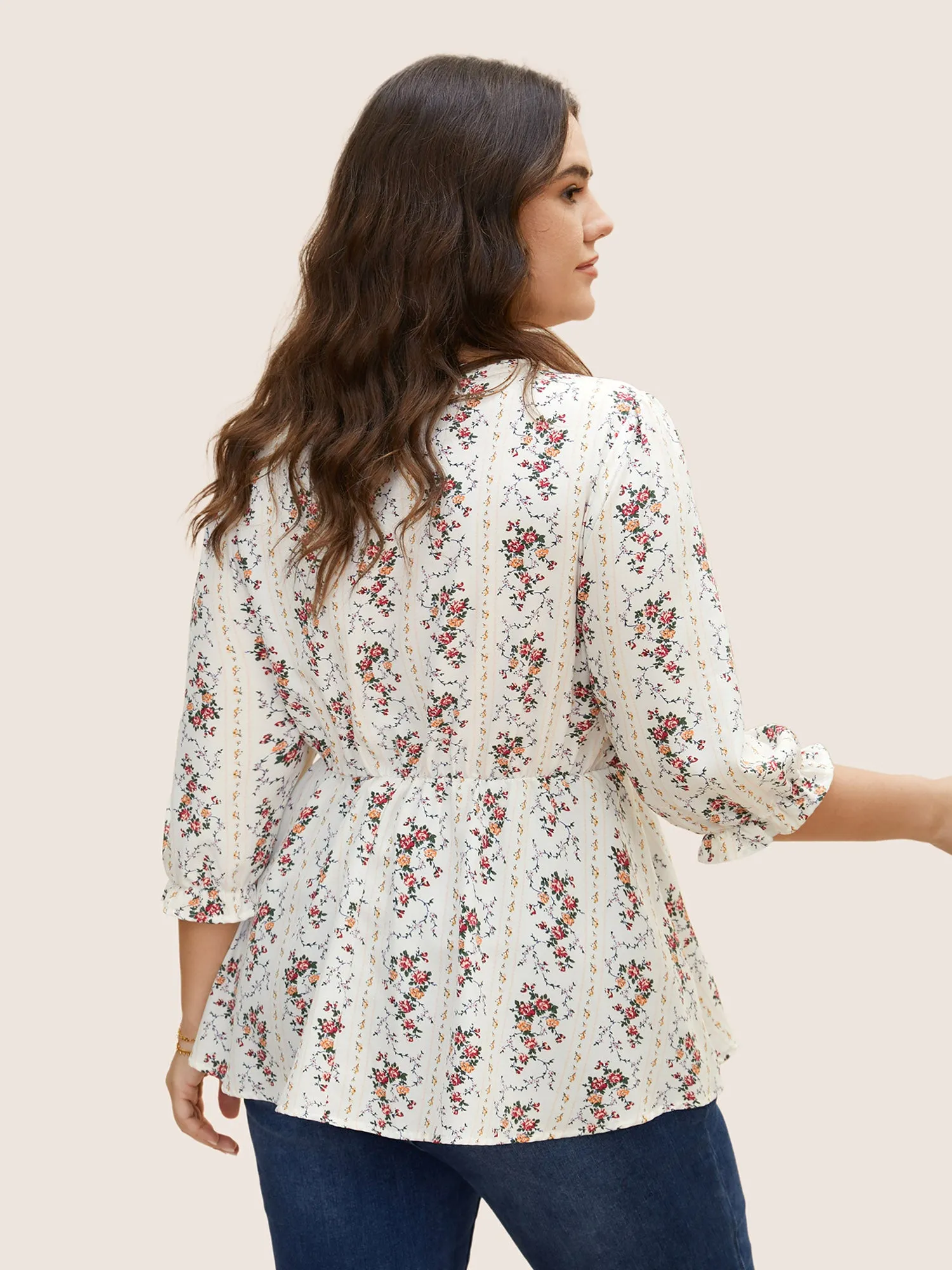 Boho Print O Ring Zipper Lantern Sleeve Blouse sold by Bloomchic product image thumbnail 5