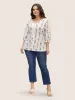 Boho Print O Ring Zipper Lantern Sleeve Blouse sold by Bloomchic