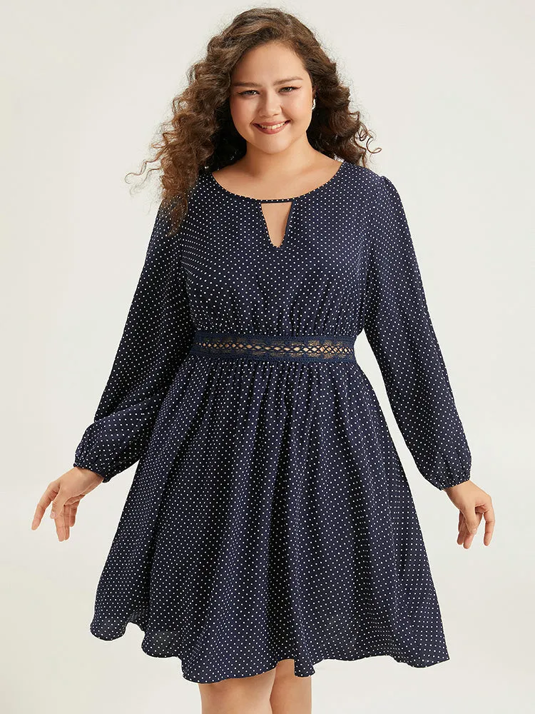 Polka Dot Keyhole Lace Panel Dress sold by Bloomchic product image thumbnail 2