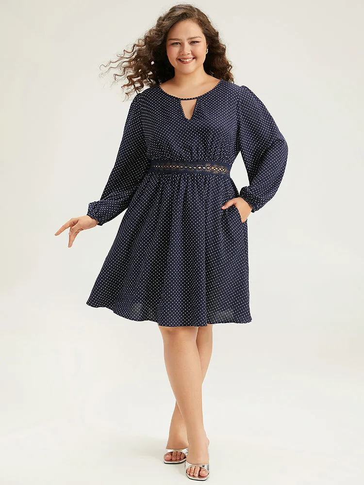 Polka Dot Keyhole Lace Panel Dress sold by Bloomchic product image thumbnail 3