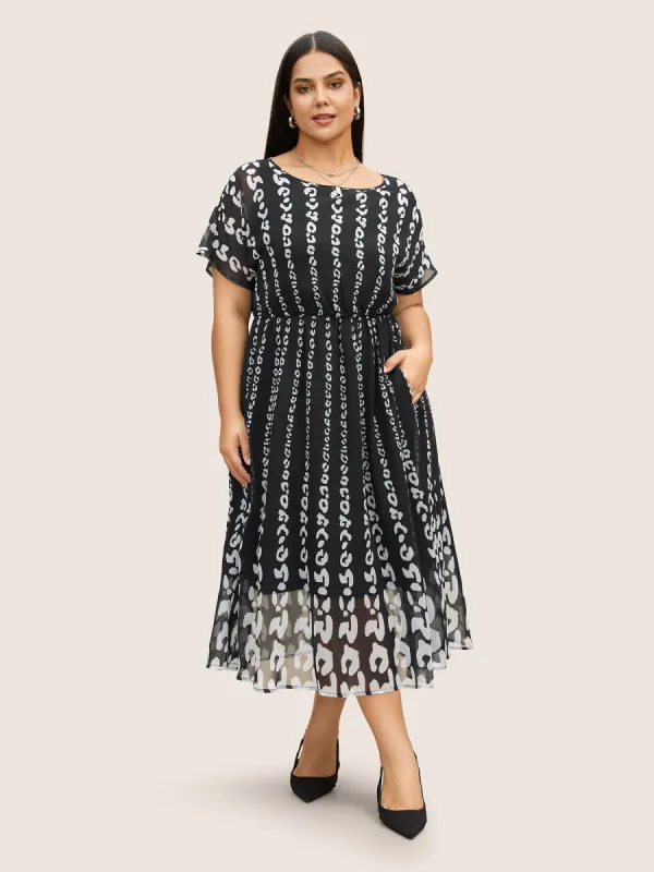 Boat Neck Leopard Print See Through Dress sold by Bloomchic