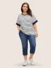 Round Neck Striped Dolman Sleeve T-shirt sold by Bloomchic