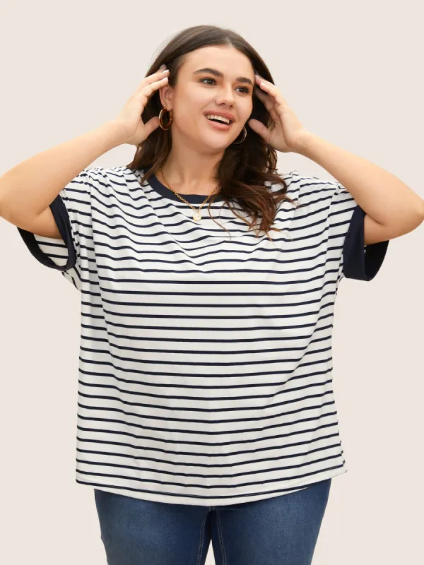 Round Neck Striped Dolman Sleeve T-shirt sold by Bloomchic