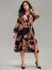 Floral Print Belted Wrap Hem Midi Dress sold by Bloomchic