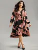 Floral Print Belted Wrap Hem Midi Dress sold by Bloomchic