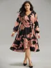 Floral Print Belted Wrap Hem Midi Dress sold by Bloomchic