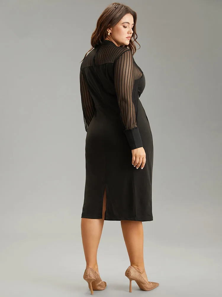 Mock Neck Cut Out Patchwork Mesh Dress sold by Bloomchic product image thumbnail 3