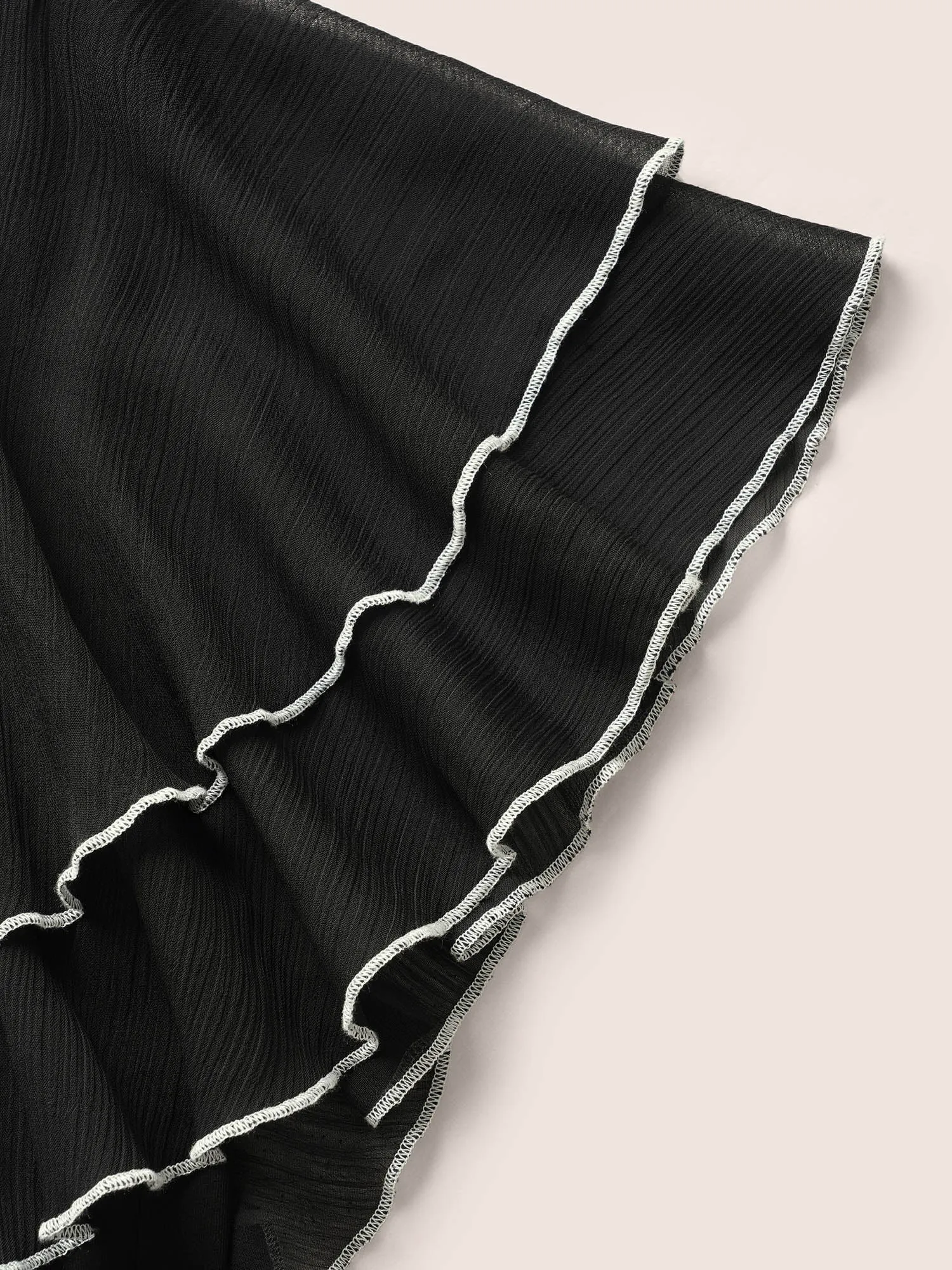 Crew Neck Contrast Trim Tiered Ruffles T-shirt sold by Bloomchic product image thumbnail 5