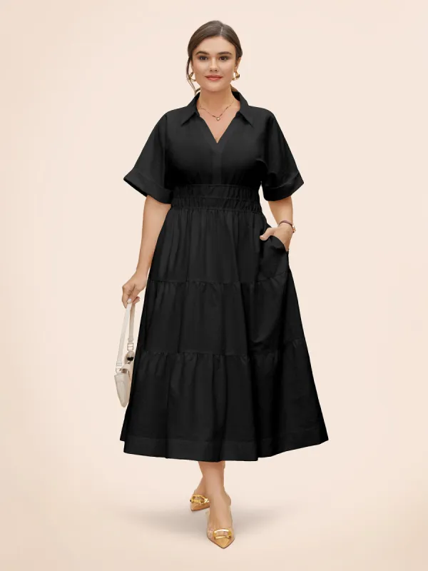 Midfield Tiered Midi Shirt Dress sold by Bloomchic