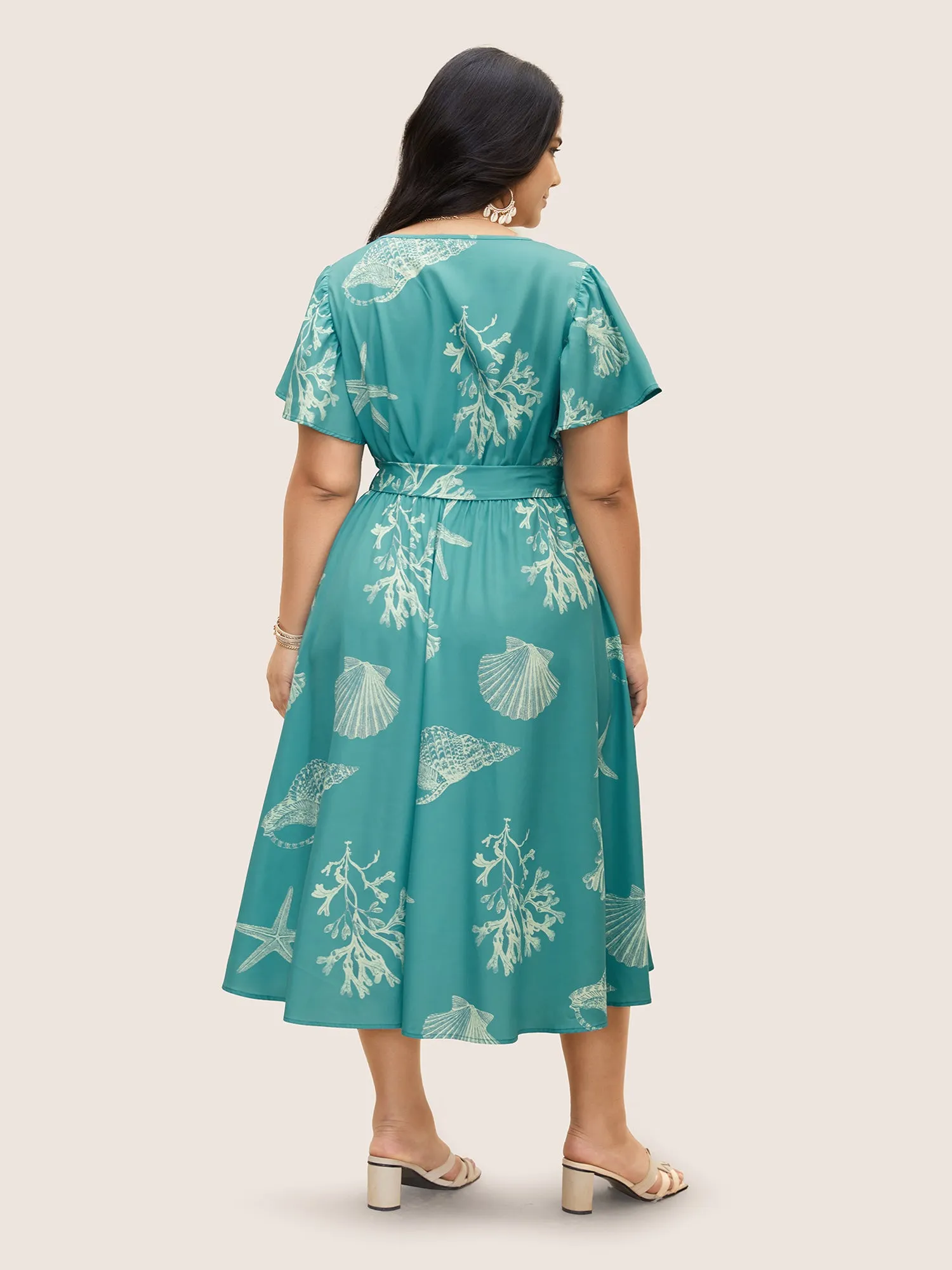 Marine Elements Ruffle Sleeve Belted Dress sold by Bloomchic product image thumbnail 2