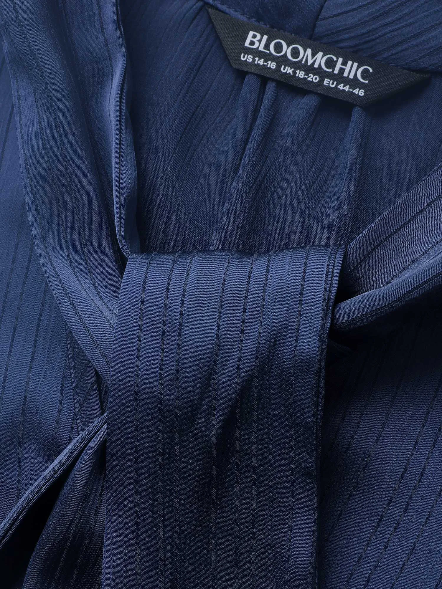 Ribbon Tied Collar Gathered Split Hem Blouse sold by Bloomchic product image thumbnail 5