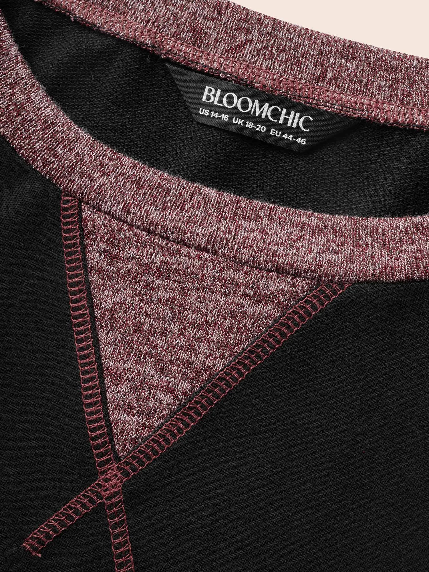 Striped Contrast Pocket Raglan Sleeve High Low Hem Sweatshirt sold by Bloomchic product image thumbnail 5