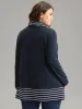 Striped Patchwork Pocket Turtleneck T-shirt sold by Bloomchic