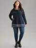 Striped Patchwork Pocket Turtleneck T-shirt sold by Bloomchic