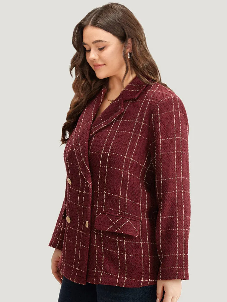 Halloween Plaid Tweed Button Up Pocket Lapel Collar Blazer sold by Bloomchic product image thumbnail 3