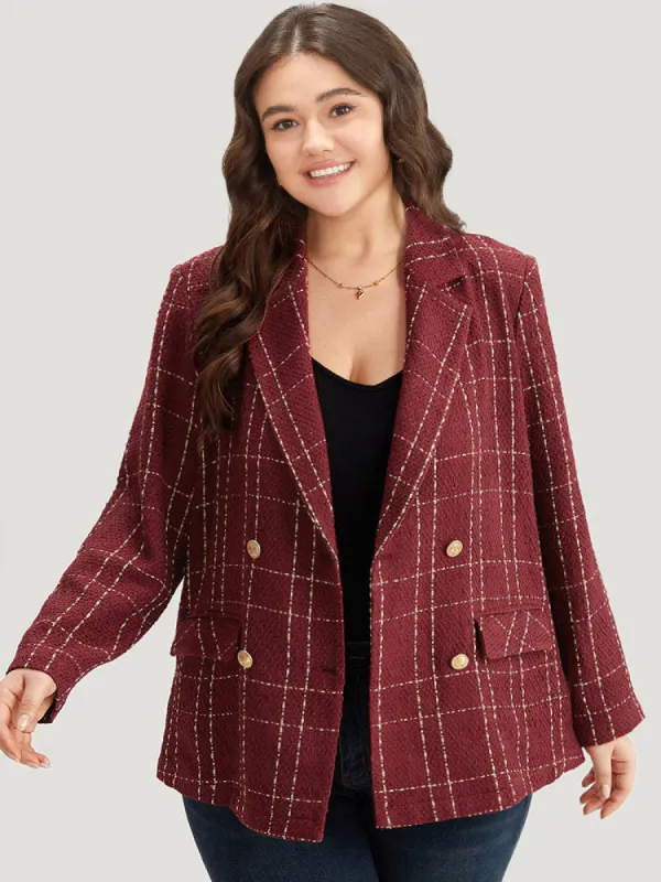 Halloween Plaid Tweed Button Up Pocket Lapel Collar Blazer sold by Bloomchic