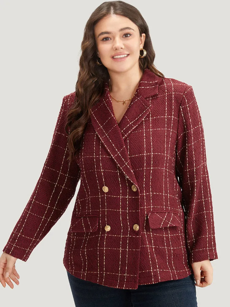 Halloween Plaid Tweed Button Up Pocket Lapel Collar Blazer sold by Bloomchic product image thumbnail 5