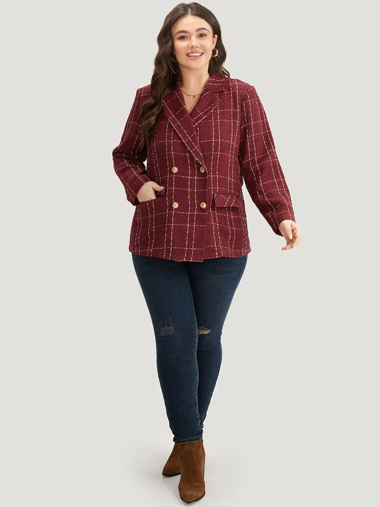 Halloween Plaid Tweed Button Up Pocket Lapel Collar Blazer sold by Bloomchic product image thumbnail 4