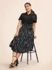 Striped Patchwork Button Detail Belted Dress sold by Bloomchic