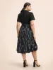 Striped Patchwork Button Detail Belted Dress sold by Bloomchic